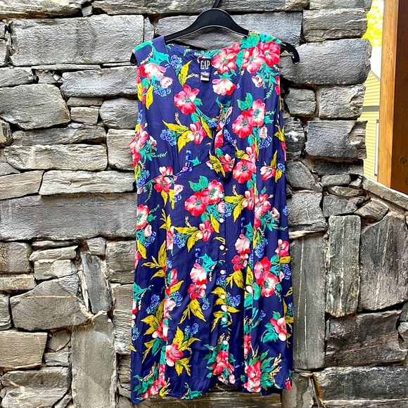 GAP Pink Yellow Blue Sundress Sleeveless Midi - Picture 1 of 5